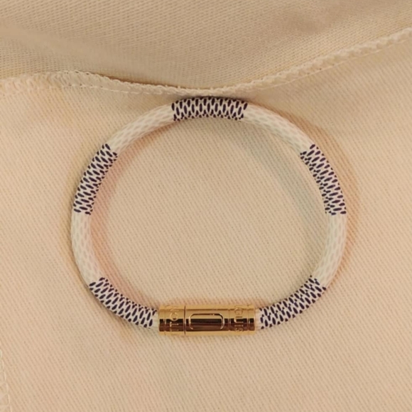💖FIRM! NWT LOUIS VUITTON DAMIER AZUR BRACELET KEEPIT WHITE M6138F LV (DISCONTIN - Picture 3 of 12